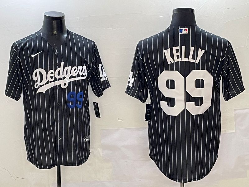 Men Los Angeles Dodgers #99 Kelly Black Stripe Jointly Name 2025 Nike MLB Jersey style 10
